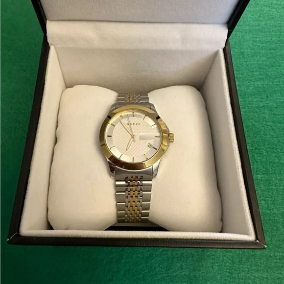 Gucci G-Timeless 38mm Stainless Steel Case Silver/Gold Stainless Unisex YA126409 - Picture 9 of 10